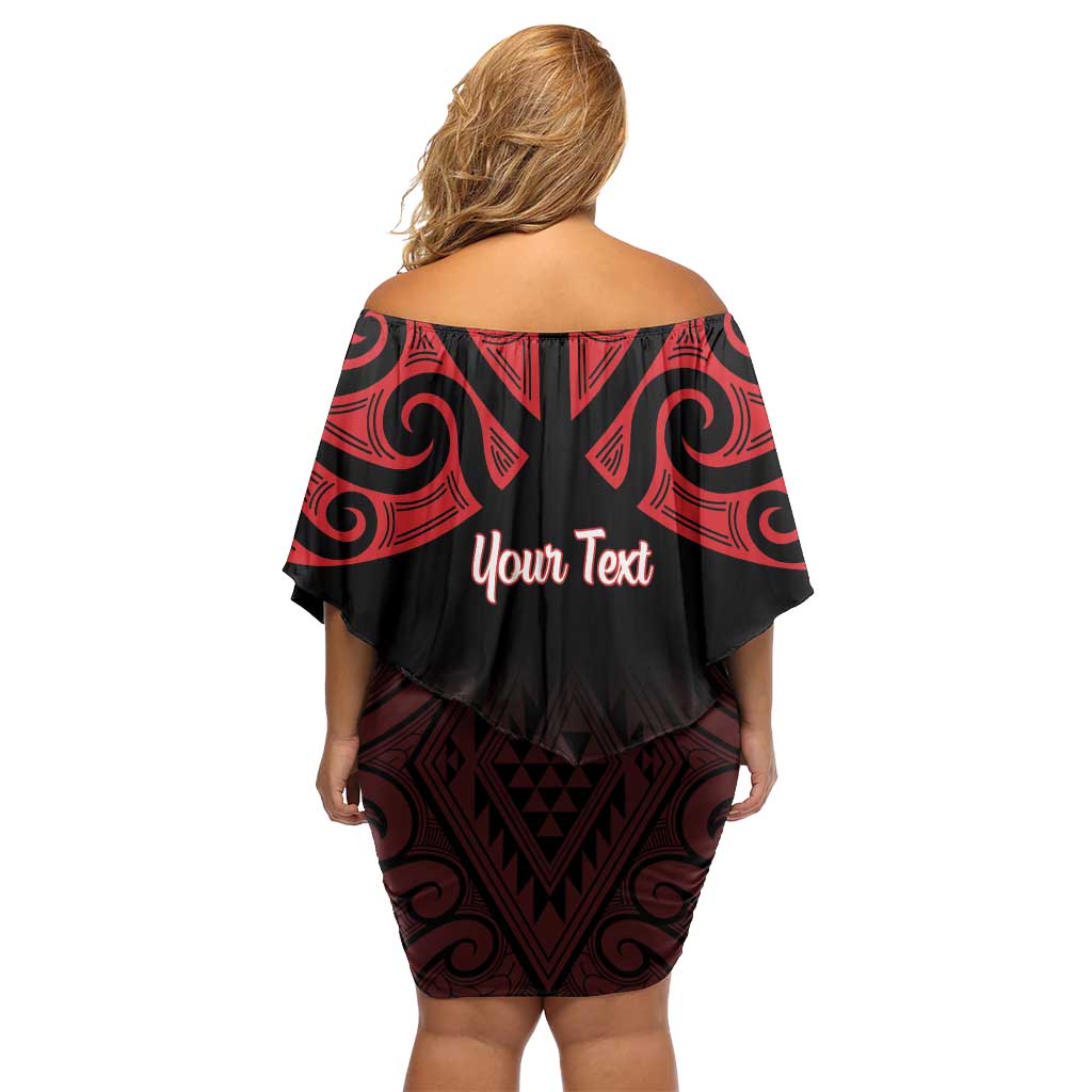 Personalised Keep Maori Wards New Zealand Off Shoulder Short Dress Stronger Together Aotearoa Taniko - Polynesian Pride