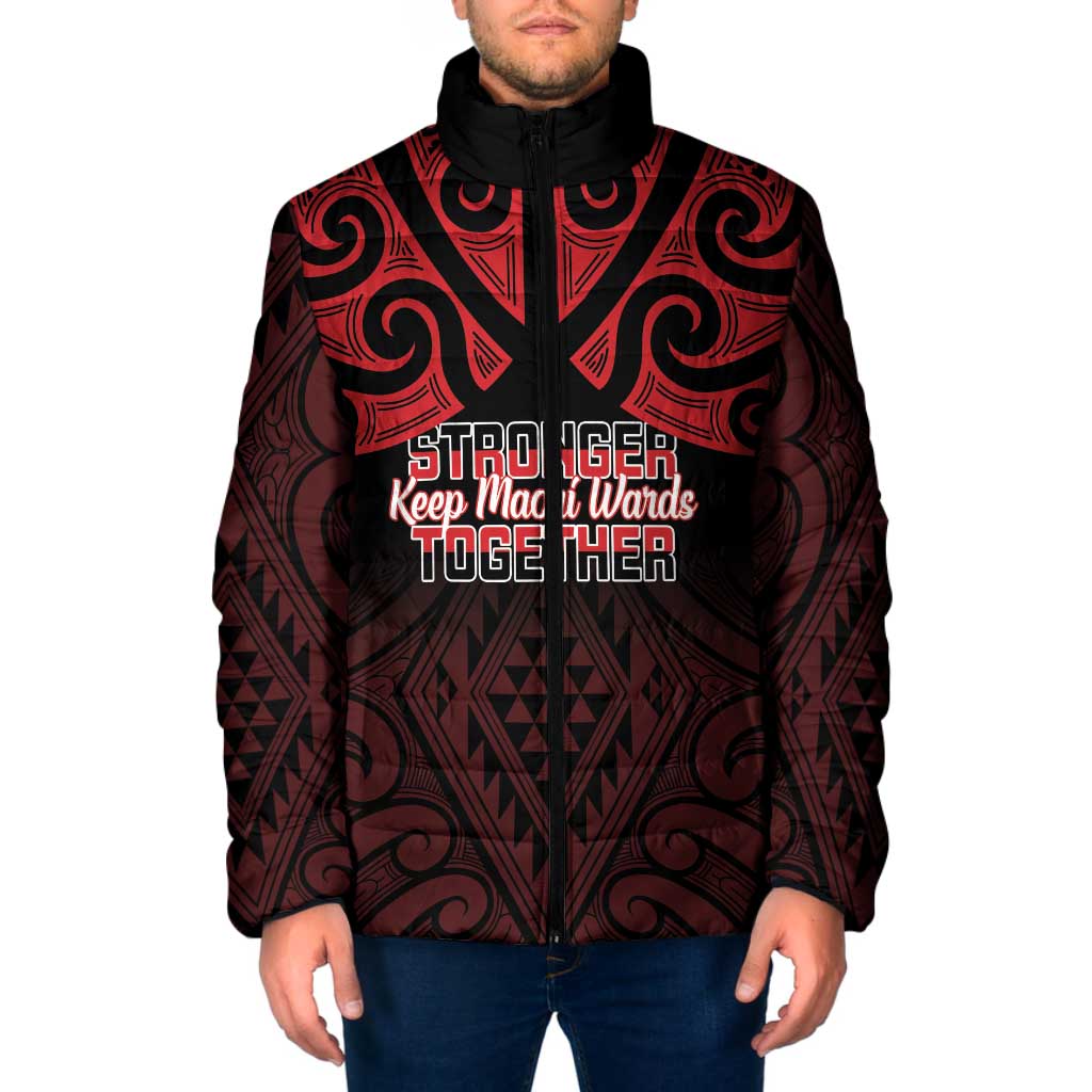 Personalised Keep Maori Wards New Zealand Padded Jacket Stronger Together Aotearoa Taniko - Polynesian Pride