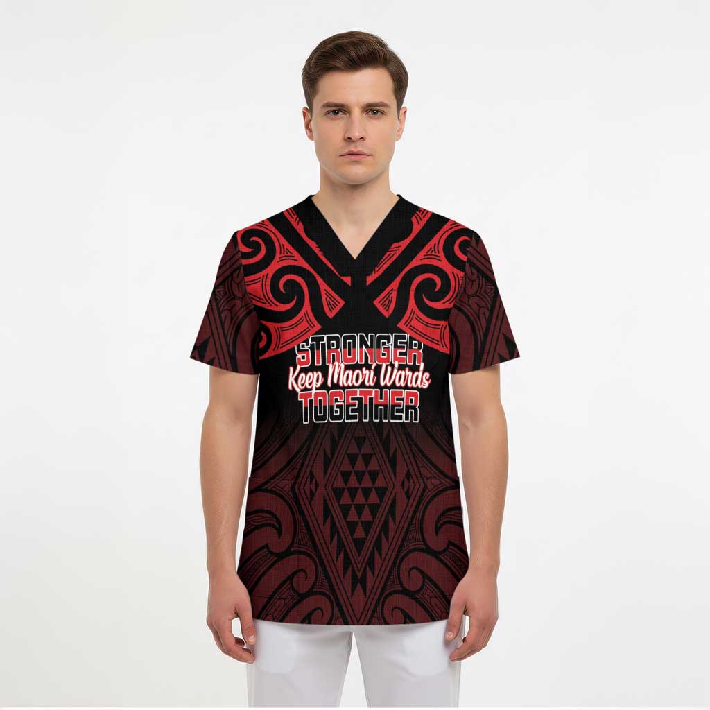 Personalised Keep Maori Wards New Zealand Scrub Top Stronger Together Aotearoa Taniko - Polynesian Pride