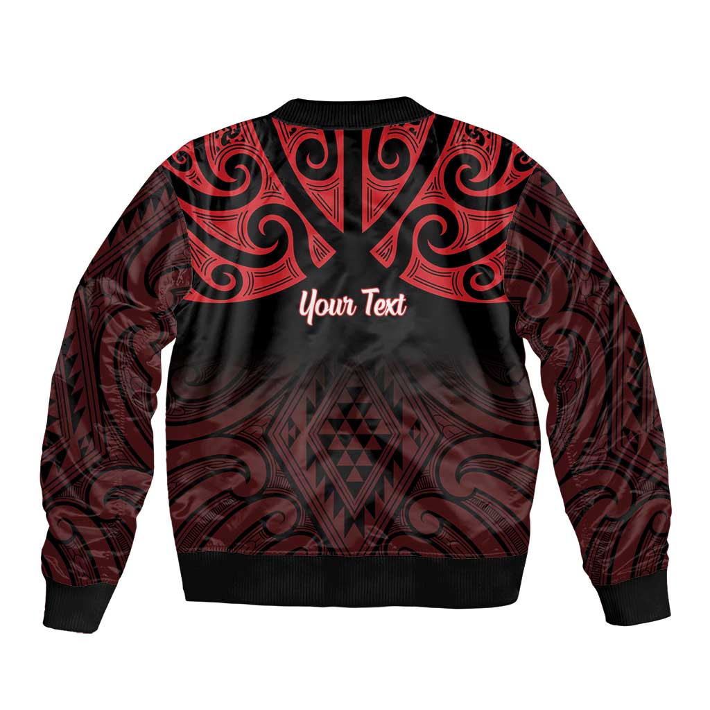 Personalised Keep Maori Wards New Zealand Sleeve Zip Bomber Jacket Stronger Together Aotearoa Taniko - Polynesian Pride
