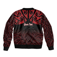 Personalised Keep Maori Wards New Zealand Sleeve Zip Bomber Jacket Stronger Together Aotearoa Taniko - Polynesian Pride