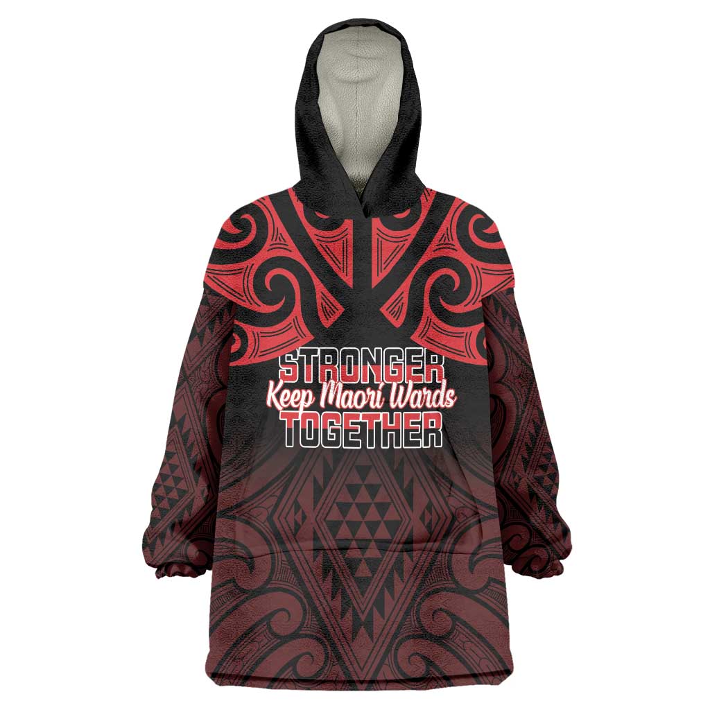 Personalised Keep Maori Wards New Zealand Wearable Blanket Hoodie Stronger Together Aotearoa Taniko - Polynesian Pride