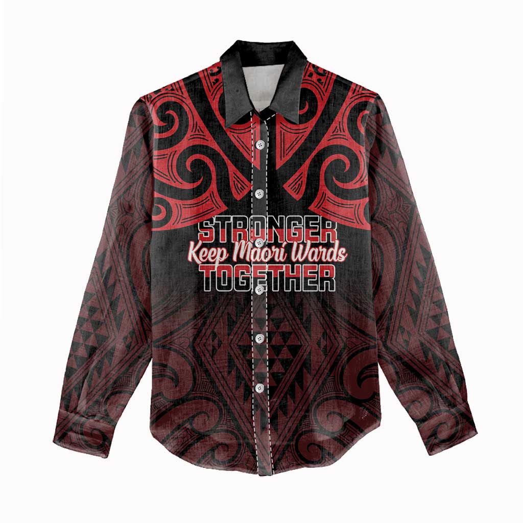 Personalised Keep Maori Wards New Zealand Women Casual Shirt Stronger Together Aotearoa Taniko - Polynesian Pride