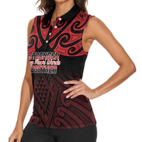 Personalised Keep Maori Wards New Zealand Women Sleeveless Polo Shirt Stronger Together Aotearoa Taniko - Polynesian Pride