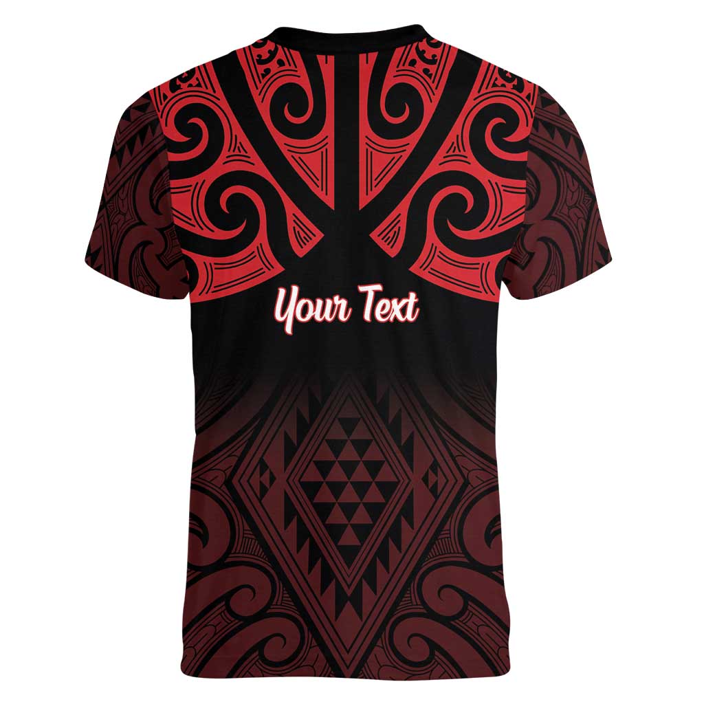 Personalised Keep Maori Wards New Zealand Women V-Neck T-Shirt Stronger Together Aotearoa Taniko - Polynesian Pride