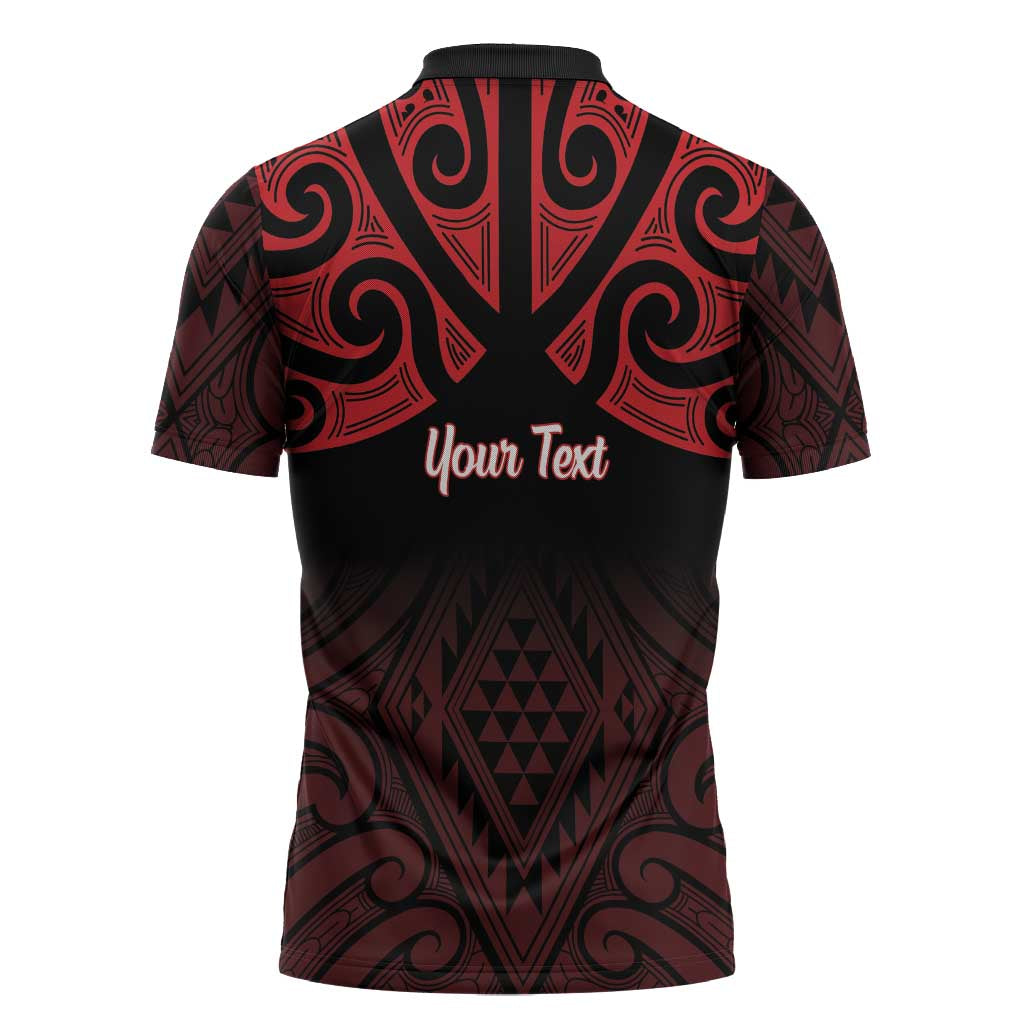 Personalised Keep Maori Wards New Zealand Zipper Polo Shirt Stronger Together Aotearoa Taniko - Polynesian Pride