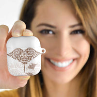 New Zealand Manta Ray Tattoo AirPods Case Aotearoa Maori Haehae Beige - Polynesian Pride