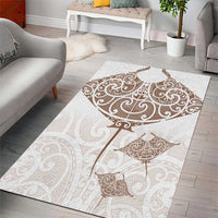 New Zealand Manta Ray Tattoo Area Rug Aotearoa Maori Haehae Beige - Polynesian Pride