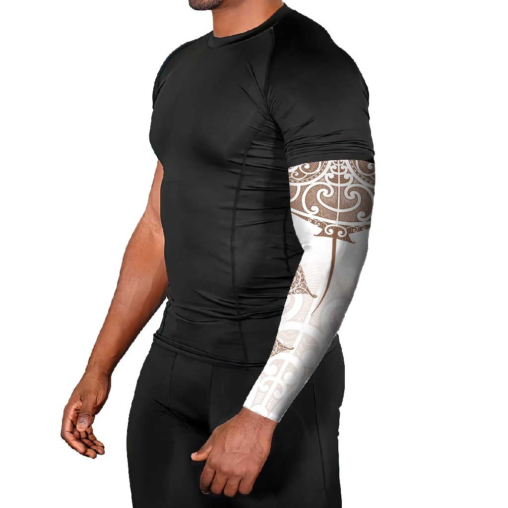 New Zealand Manta Ray Tattoo Arm Sleeves Aotearoa Maori Haehae Beige - Polynesian Pride