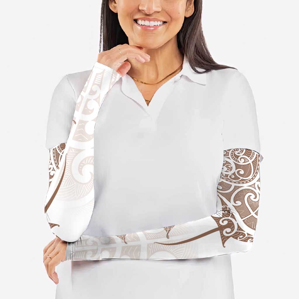 New Zealand Manta Ray Tattoo Arm Sleeves Aotearoa Maori Haehae Beige - Polynesian Pride