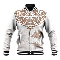 New Zealand Manta Ray Tattoo Baseball Jacket Aotearoa Maori Haehae Beige - Polynesian Pride
