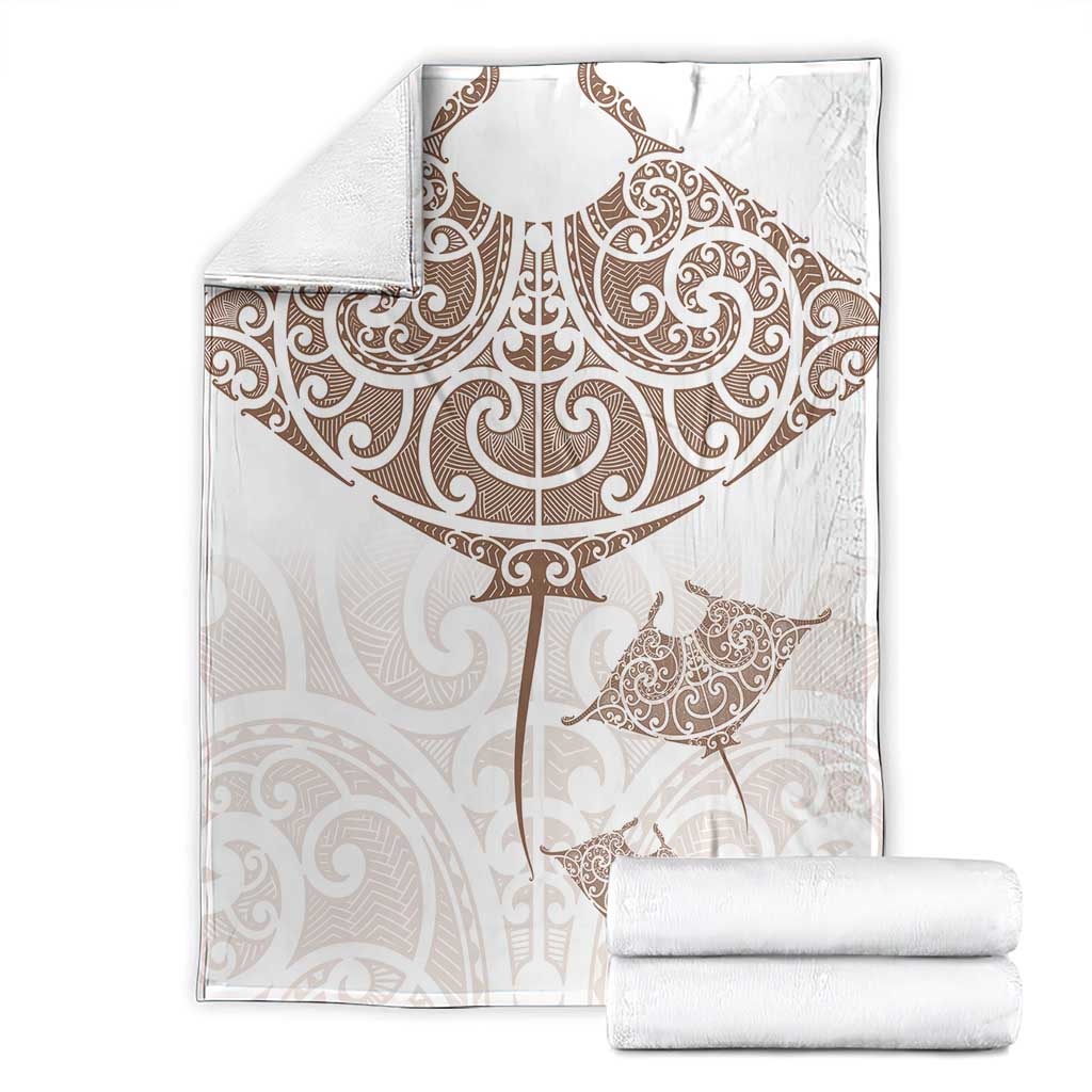 New Zealand Manta Ray Tattoo Blanket Aotearoa Maori Haehae Beige - Polynesian Pride