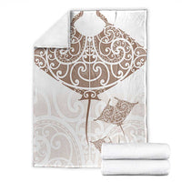 New Zealand Manta Ray Tattoo Blanket Aotearoa Maori Haehae Beige - Polynesian Pride