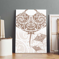 New Zealand Manta Ray Tattoo Canvas Wall Art Aotearoa Maori Haehae Beige - Polynesian Pride