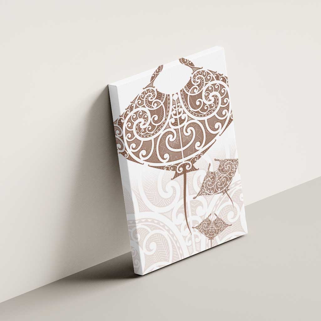 New Zealand Manta Ray Tattoo Canvas Wall Art Aotearoa Maori Haehae Beige - Polynesian Pride
