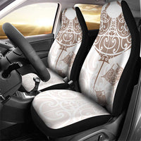 New Zealand Manta Ray Tattoo Car Seat Cover Aotearoa Maori Haehae Beige - Polynesian Pride