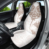 New Zealand Manta Ray Tattoo Car Seat Cover Aotearoa Maori Haehae Beige - Polynesian Pride