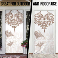 New Zealand Manta Ray Tattoo Door Cover Aotearoa Maori Haehae Beige - Polynesian Pride
