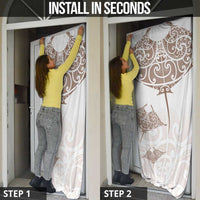 New Zealand Manta Ray Tattoo Door Cover Aotearoa Maori Haehae Beige - Polynesian Pride