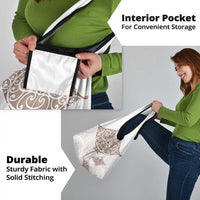 New Zealand Manta Ray Tattoo Grocery Bag Aotearoa Maori Haehae Beige - Polynesian Pride