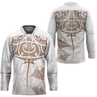 New Zealand Manta Ray Tattoo Hockey Jersey Aotearoa Maori Haehae Beige - Polynesian Pride