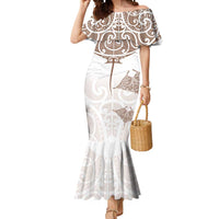 New Zealand Manta Ray Tattoo Mermaid Dress Aotearoa Maori Haehae Beige - Polynesian Pride