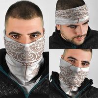 New Zealand Manta Ray Tattoo Neck Gaiter Aotearoa Maori Haehae Beige - Polynesian Pride