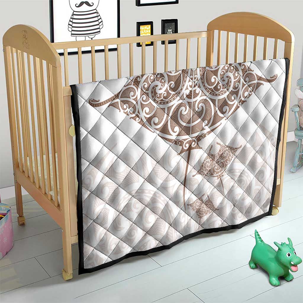 New Zealand Manta Ray Tattoo Quilt Aotearoa Maori Haehae Beige - Polynesian Pride