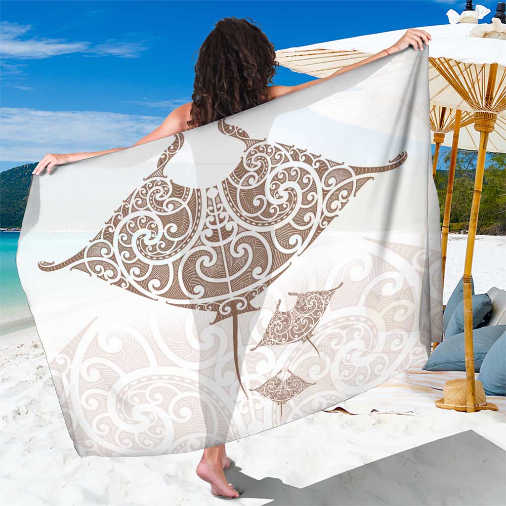 New Zealand Manta Ray Tattoo Sarong Aotearoa Maori Haehae Beige - Polynesian Pride