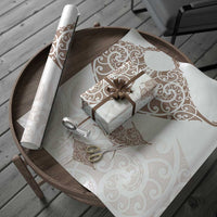 New Zealand Manta Ray Tattoo Wrapping Paper Aotearoa Maori Haehae Beige - Polynesian Pride