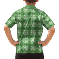 Green Hawaiian Quilt Kid Hawaiian Shirt Hawaii Pineapple Monstera Palaka Motifs - Polynesian Pride
