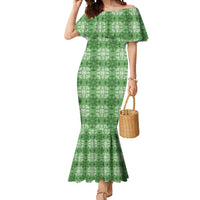 Green Hawaiian Quilt Mermaid Dress Hawaii Pineapple Monstera Palaka Motifs - Polynesian Pride