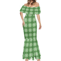 Green Hawaiian Quilt Mermaid Dress Hawaii Pineapple Monstera Palaka Motifs - Polynesian Pride
