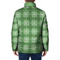 Green Hawaiian Quilt Padded Jacket Hawaii Pineapple Monstera Palaka Motifs - Polynesian Pride