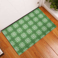 Green Hawaiian Quilt Rubber Doormat Hawaii Pineapple Monstera Palaka Motifs - Polynesian Pride