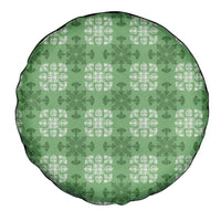 Green Hawaiian Quilt Spare Tire Cover Hawaii Pineapple Monstera Palaka Motifs - Polynesian Pride