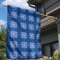 Royal Blue Hawaiian Quilt Garden Flag Hawaii Pineapple Monstera Palaka Motifs - Polynesian Pride