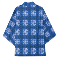 Royal Blue Hawaiian Quilt Kimono Hawaii Pineapple Monstera Palaka Motifs - Polynesian Pride