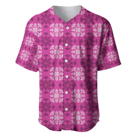 Pink Hawaiian Quilt Baseball Jersey Hawaii Pineapple Monstera Palaka Motifs LT14 Pink - Polynesian Pride