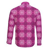 Pink Hawaiian Quilt Family Matching Puletasi and Hawaiian Shirt Hawaii Pineapple Monstera Palaka Motifs - Polynesian Pride