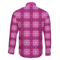 Pink Hawaiian Quilt Family Matching Short Sleeve Bodycon Dress and Hawaiian Shirt Hawaii Pineapple Monstera Palaka Motifs - Polynesian Pride