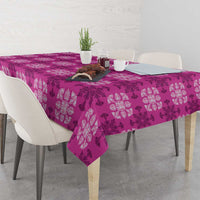 Pink Hawaiian Quilt Tablecloth Hawaii Pineapple Monstera Palaka Motifs - Polynesian Pride