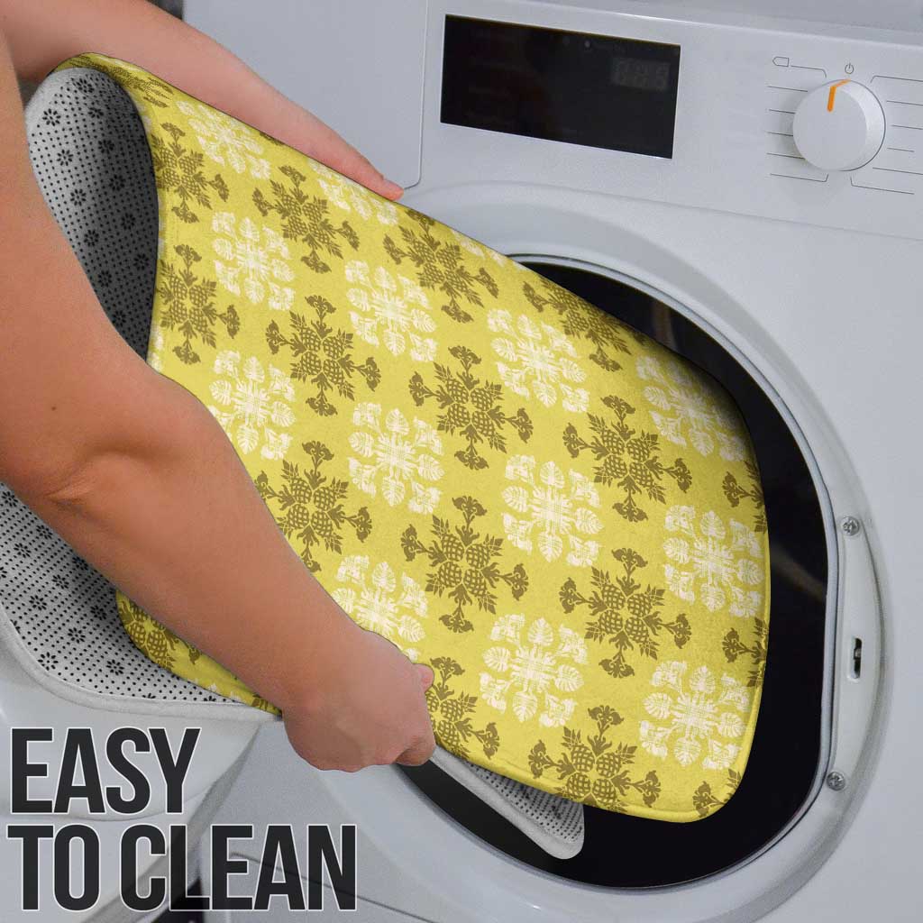 Yellow Hawaiian Quilt Bathroom Set Hawaii Pineapple Monstera Palaka Motifs - Polynesian Pride