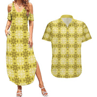 Yellow Hawaiian Quilt Couples Matching Summer Maxi Dress and Hawaiian Shirt Hawaii Pineapple Monstera Palaka Motifs LT14 Yellow - Polynesian Pride