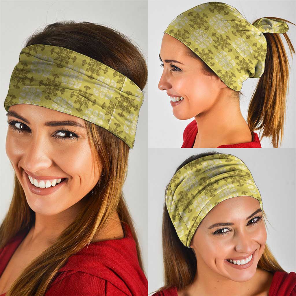Yellow Hawaiian Quilt Neck Gaiter Hawaii Pineapple Monstera Palaka Motifs - Polynesian Pride