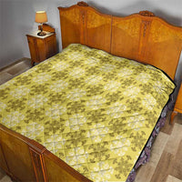 Yellow Hawaiian Quilt Quilt Hawaii Pineapple Monstera Palaka Motifs - Polynesian Pride