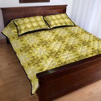 Yellow Hawaiian Quilt Quilt Bed Set Hawaii Pineapple Monstera Palaka Motifs - Polynesian Pride