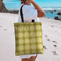 Yellow Hawaiian Quilt Tote Bag Hawaii Pineapple Monstera Palaka Motifs - Polynesian Pride