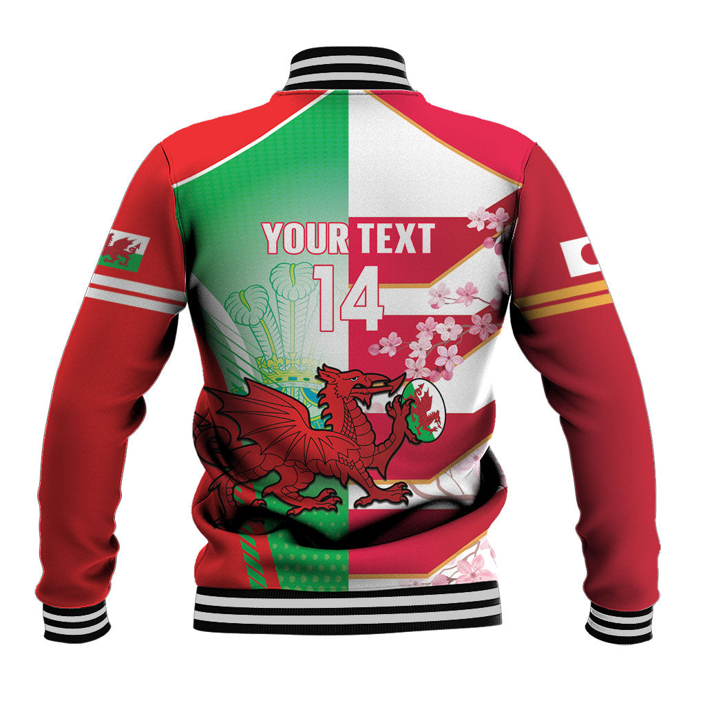 Japan and Wales Rugby Custom Baseball Jacket Brave Blossoms Welsh Dragon Together LT14 - Polynesian Pride