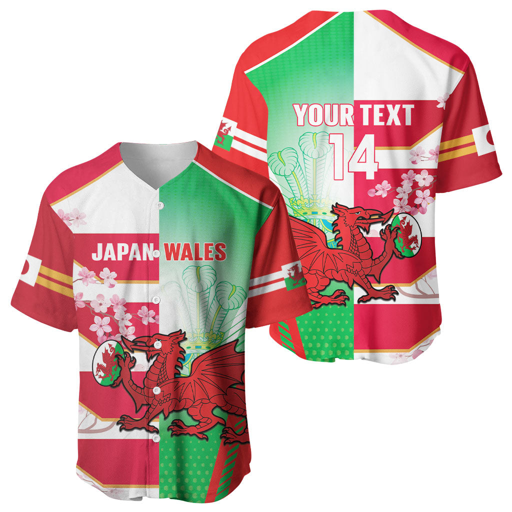 Japan and Wales Rugby Custom Baseball Jersey Brave Blossoms Welsh Dragon Together LT14 - Polynesian Pride